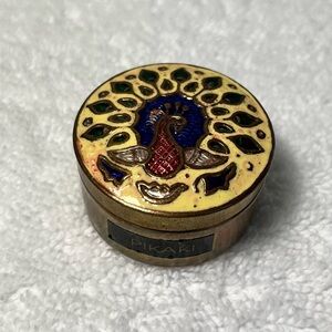 Pikaki Enamel Peacock Trinket Box - Yellow, Blue, Green, Red